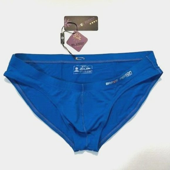 "Brave Person" Men's Swim Bikini Brief - Blue (BP9791-BL) Contoured Pouch - Picture 4 of 10